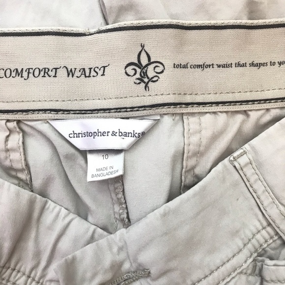 C&B Classic Cotton Blend Khaki Stretch Comfort Waist Capri Ankle Crop Pant 10 - Picture 6 of 6